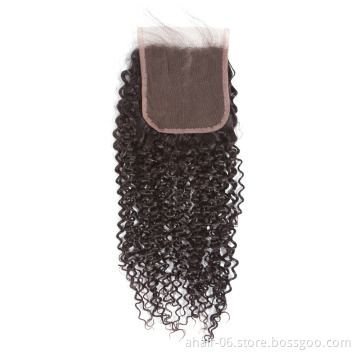 Beautiful And Popular 10A 4x4 Swiss Lace Natural Color 100% Brazilian Virgin Human Hair Jerry Curly 10"-20" Lace Closure